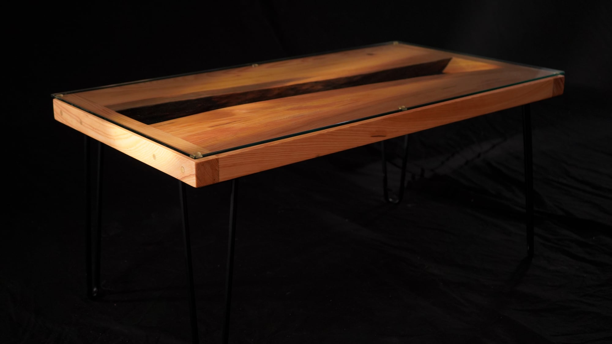 live edge dark metal sideview